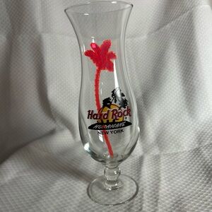 Hard Rock Cafe Hurricane Glass with Red Flower Accent